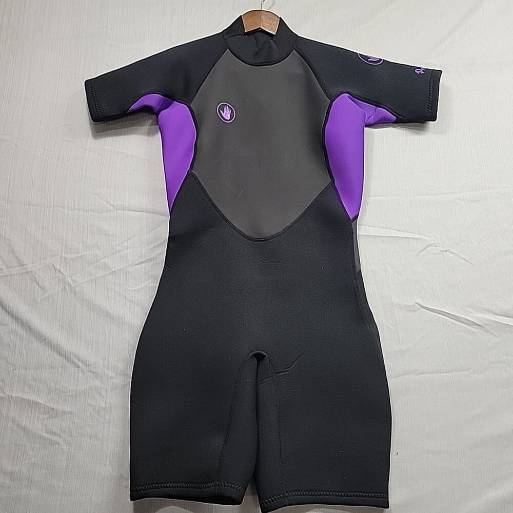 NWT Womens Body Glove Pro 3 2:1 Spring Suit Swim Wetsuit - L Black/Purple/Gray